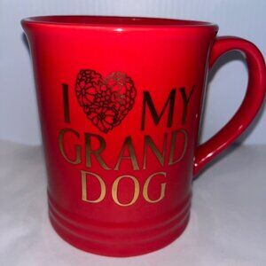 I Love My Grand Dog Mug with Red ceramic mug with gold lettering
